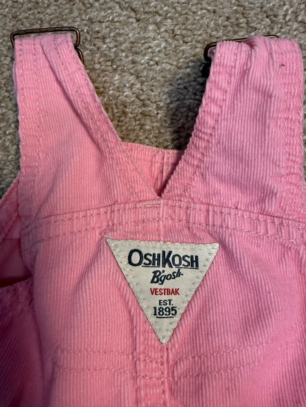 Oshkosh B'Gosh Pink Corduroy Ruffle Overall Dress Spring Summer Cotton 9 months‎